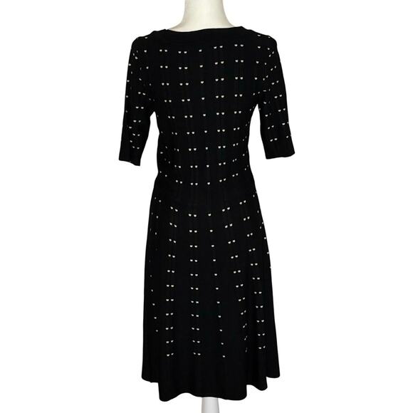 Danny & Nicole Short Sleeve Fit & Flair Knit Dress Women's L | Black & White - Picture 4 of 14